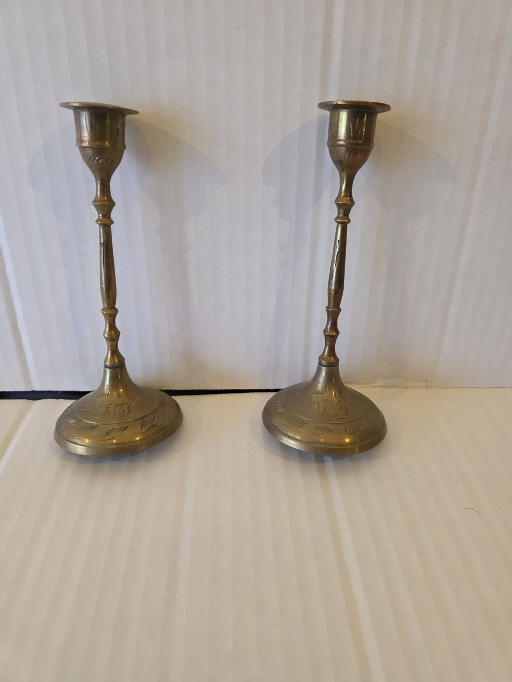 Vintage Brass Candlestick Pair - Classic Gold Finish